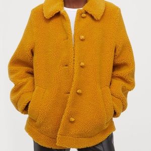 H&M Pile jacket with collar.